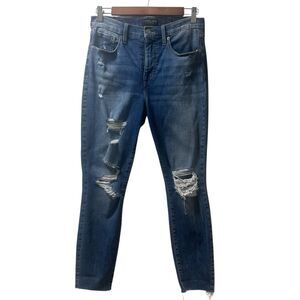 Lucky Brand Ankle Jeans Women 8/29 High Rise Denim Medium Wash Distress Stretch